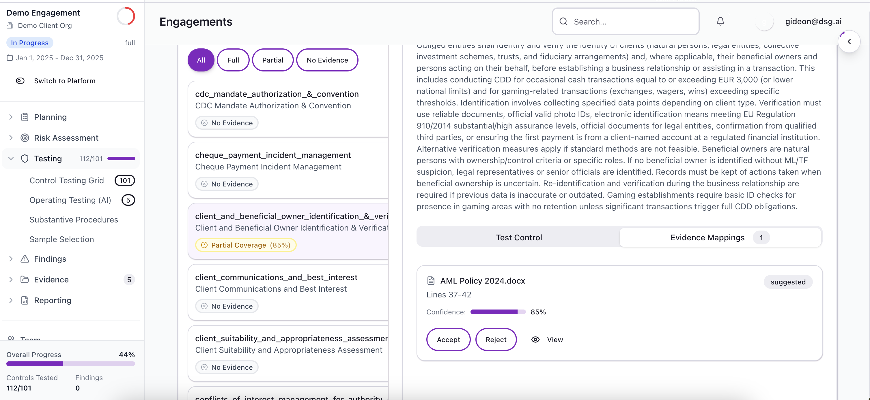Automated policy analysis interface showing AI-powered document processing and intelligent content extraction capabilities